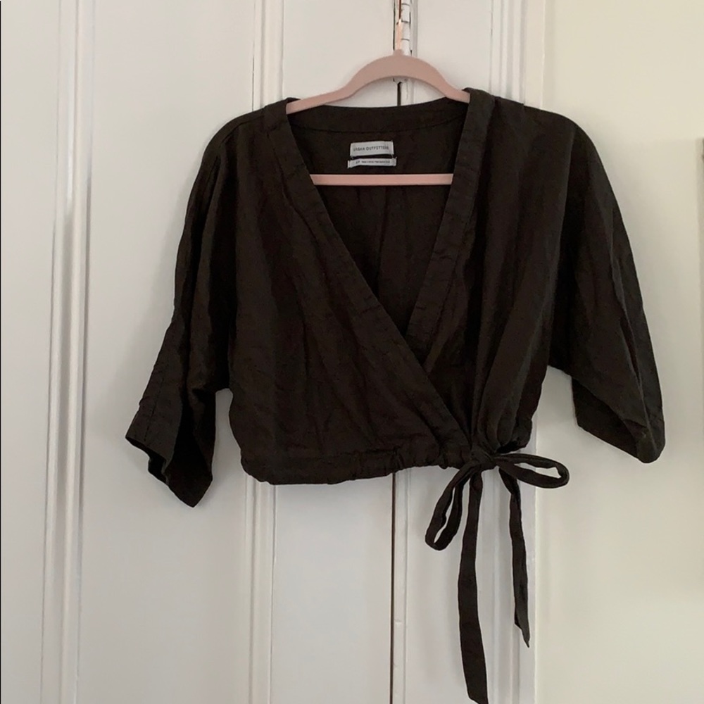 Dark Green Linen Top
